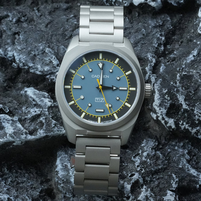 CADISEN Titanium TI-7 Autodyne Midnight Blue Titanium Strap