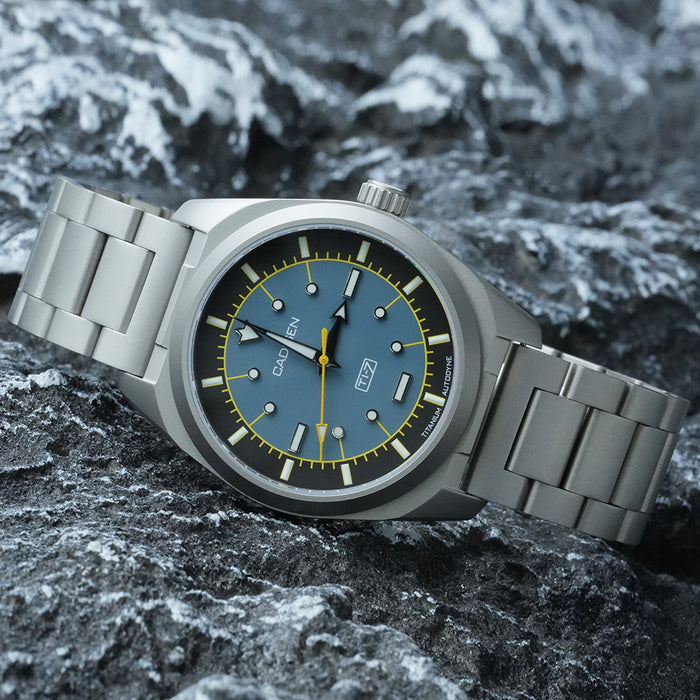 CADISEN Titanium TI-7 Autodyne Midnight Blue Titanium Strap