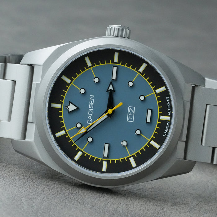 CADISEN Titanium TI-7 Autodyne Midnight Blue Titanium Strap